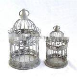 Vintage Gray Scroll Round Wire Small Bird Cage