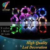CR2032 Circular Battery Box 1M 10 LEDs 9 Colors Copper Wire 3.3FT Mini Fairy String Lights For Holiday Lighting