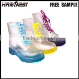 wholesale cheap woman transparent waterproof PVC rain boots , transparent rainy shoes