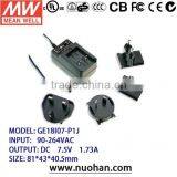 Meanwell 12~18W AC-DC Single Output Interchangeable Wall-mounted Type 7.5v Switching Power Supply