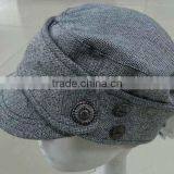 WLLS030314 Vintage Herringbone Grey Girl's Military Jeep Hats With Buttons thumbnail-1