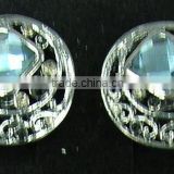 Trendy metal silver round with bule crystal earrings ,Customized Colors or LOGO and OEM design accept