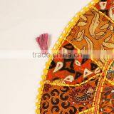 Yellow Indian Meditation Pillows Round Cushion Ethnic Decorative Pillow Patchwork Pillows thumbnail-3