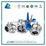DN14-DN150 Stainless Steel Food Grade Clamped Butterfly Valve thumbnail-2