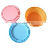 High quality food grade silicone collapsible bowl with lid/silicon rubber collapsing bowl/silicone camping bowl