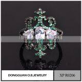 Costume Jewelry Supplies Fashion Black Gold Jewelry Green Stone Finger Ring thumbnail-2