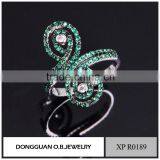 Costume Jewelry Supplies Fashion Black Gold Jewelry Green Stone Finger Ring thumbnail-5