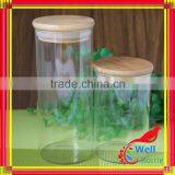 Glass Jar Wooden Bamboo Cap With Wood Cap for Food Tea, Glass Storage Jar fo Rfood Stock With Cork Lid thumbnail-5