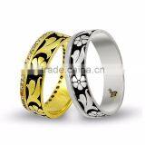 14K Solid Gold Art Design His Her Wedding Band Embossed Set Ring thumbnail-1