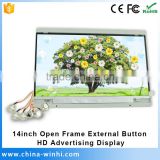 14 in HD metal button control flexible very small lcd led screen price