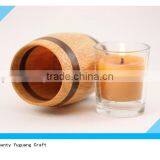 Small Pine Wooden Barrel for Packing Glass Candle Holder thumbnail-5