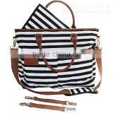 Stylish Canvas Baby Diaper Bag With Changing Pad Diaper Tote Bag thumbnail-2
