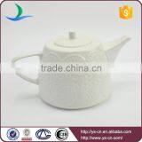 Best Selling Products Elegant Flower Pattern Embossed White Porcelain Tea Pot thumbnail-4