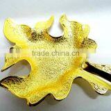 Beautiful Wedding Gift Leaf Shape Gold Plated Brass Tray thumbnail-1