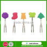 Food Grade Custom Stainless Steel Silicone Fruit Forks,Lovely Silicone Fruit Fork Set thumbnail-3