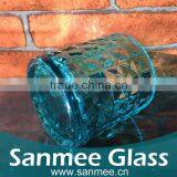 Wholesale Blue Diamiond Pattern Wine Glass Shape Candle Holders thumbnail-2