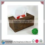 Classical brown wooden tissue box