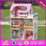2016 Luxurious Children Big Wooden Dollhouse Kits W06A163-S thumbnail-1