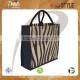 PP Laminated Jute Tote Bag With Padded Rope Handle & With One Color Two Side Zebra Texture Print thumbnail-2