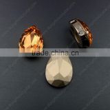 Best-selling topaz drop shape glass fancy stones.Factory price pointback faceted glass