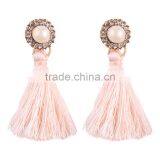 Bohemian Jewelry Imitation Pearls With Long Colorful Tassel Charms Earrings for Women thumbnail-5