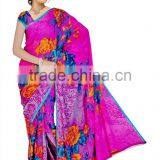 Printed Saree With Blouse Material and 4 Different Color thumbnail-4
