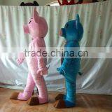 Advertising Adult Wearing Polyfoam Cute Blue and Pink Couple Pig Mascot Costume thumbnail-2