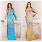 Tulle One Shoulder Beaded Long Evening Dress 2015 thumbnail-1