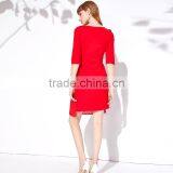 Maxnegio Lady's Red Designer One Peice Party Online Shopping Office Dress thumbnail-5