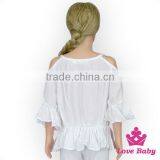 Hot Fashion Baby Girls White Color Off Shoulder Shirts Fashion Girls Beautiful Shirts Wholesale Little Girls Off Shoulder Top thumbnail-5