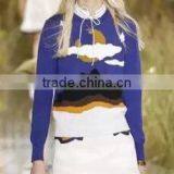 EY0877S Women Pullover Sweater Knitted Sweater Women Floral Print Sweater thumbnail-2