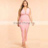 Plunge Neck Sleeveless Plus Size Maxi Evening Dresses for Fat Ladies thumbnail-4