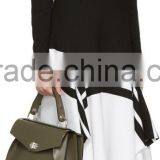 High Quality Wool Blended Crew Neck Heart Cut-Out Black Pullover for Women thumbnail-4