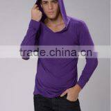 OEM Fashion Blank Heavy Bamboo Hoodie t Shirt / 95% Bamboo 5% Spandex Blank t Shirt T13333 thumbnail-1