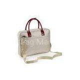 Off White Ladies Laptop Handbag in Nylon , Genuine SheepSkin Handles