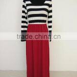 Fashion Family Matching Mother Daughter Red Stripe Long Sleeve Maxi Dresses thumbnail-4