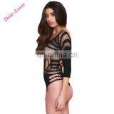 Cheap Shredded Long Sleeve Sexy g String Sexy Black Teddy Nighty thumbnail-2