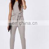 China wholesale crepe tie wasit jumpsuit , sexy ladies jumpsuit for spring wholesale OEM