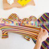 Autumn Baby Girls Colorful Tops Striped Kids Rainbow Tops Casual Solid Puff Sleeve Fashion Wholesale Children Clothing thumbnail-7