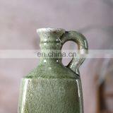 New Goods Customize Cheap Green Ceramic Cheap Vintage Flower Vase With Handle thumbnail-2