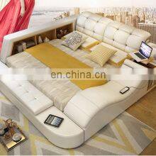 Luxury Modern Style Leather Sofa Wood Beds Room Furniture for Home or Hotel thumbnail-3