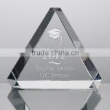 Factory direct saling triangle paperweight etched glass paperweights glass paperweight