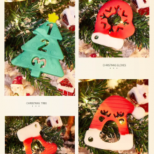 100% Food Grade Bpa Free Christmas Silicone Teethers Wholesale Newborn Teething Toys Christmas Silicone Teether thumbnail-2