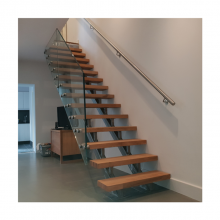 New Design Modern Floating Staircase Design Glass Railing Metal Beam Mono Stringer Staircase thumbnail-5