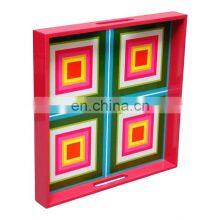Square Lacquered Wooden Tray In a High Gloss Finish thumbnail-1