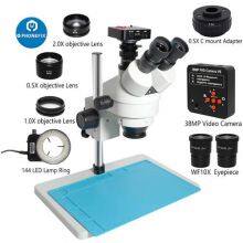 Industry 3.5X-90X Simul-Focal Trinocular Stereo Microscope for PCB Repair thumbnail-2