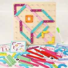SQ New Design Geometric Wood Puzzle Alphabet and Number Diy children's board game Fun wooden assembly puzzle
