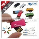 Mini Usb Swivel Flash Drive With Advertising Keychain