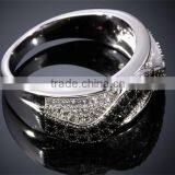 Trending Style Curve Wavy Pattern Jet & Clear Zirconia Stones Party Jewelry Ring thumbnail-4