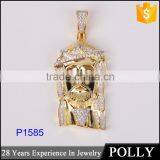 Wholesale Price Cheap Double Gold Plating Micro Pave Mini Jesus Piece Pendant Hip Hop thumbnail-5